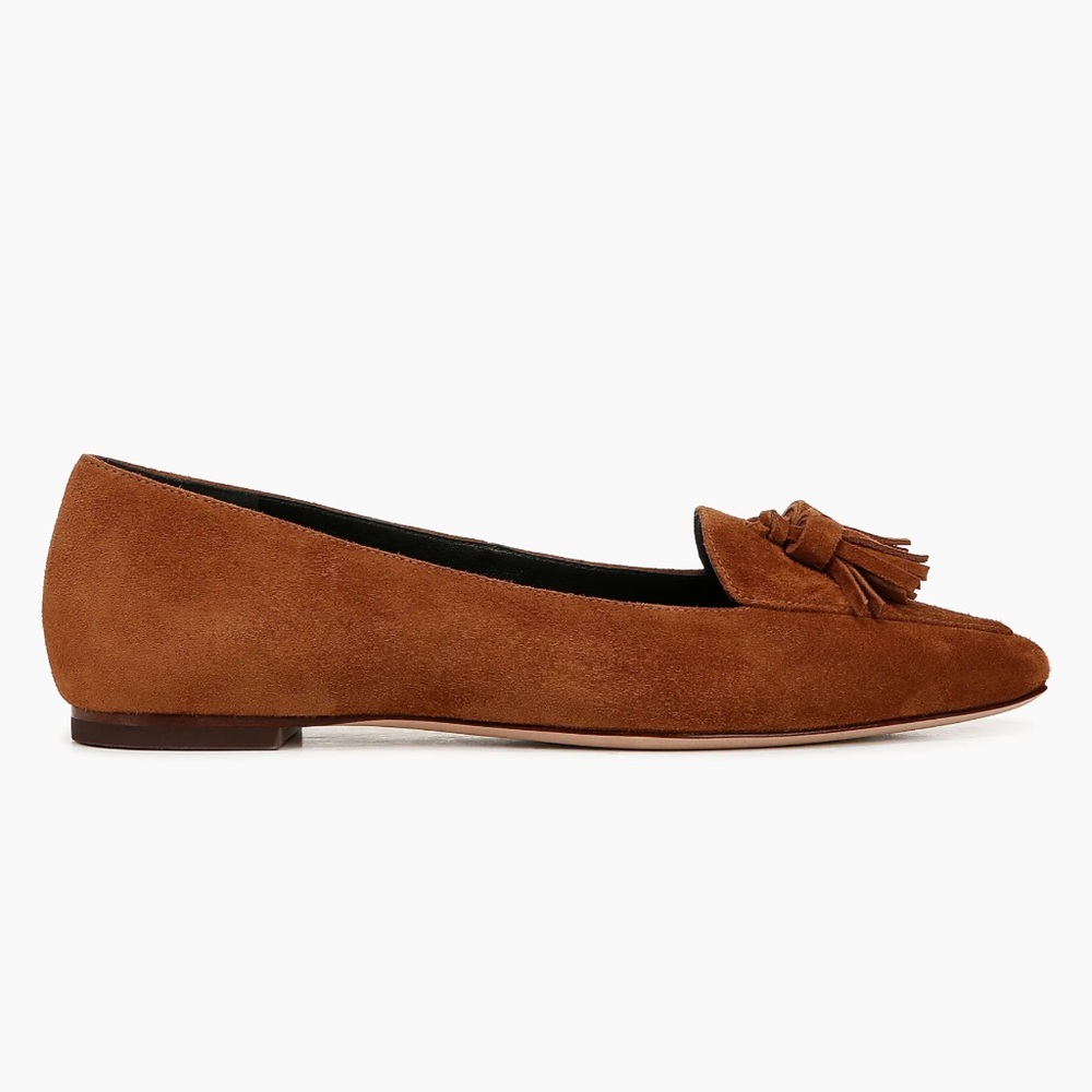 VERONICA BEARD CLEO SUEDE FLATS IN CARAMEL Tassel Loafers, - Picture 10 of 10